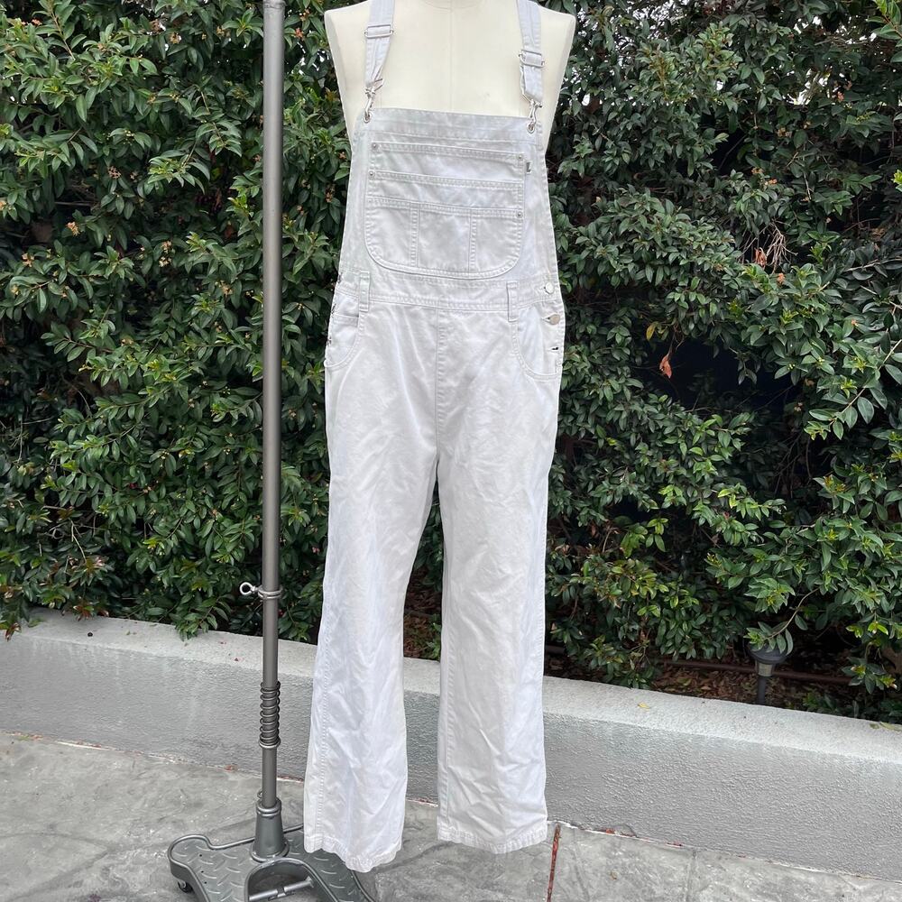 Vintage London London White Denim Overalls Wide Leg Bib Jumpsuit 90s Y2K Cotton